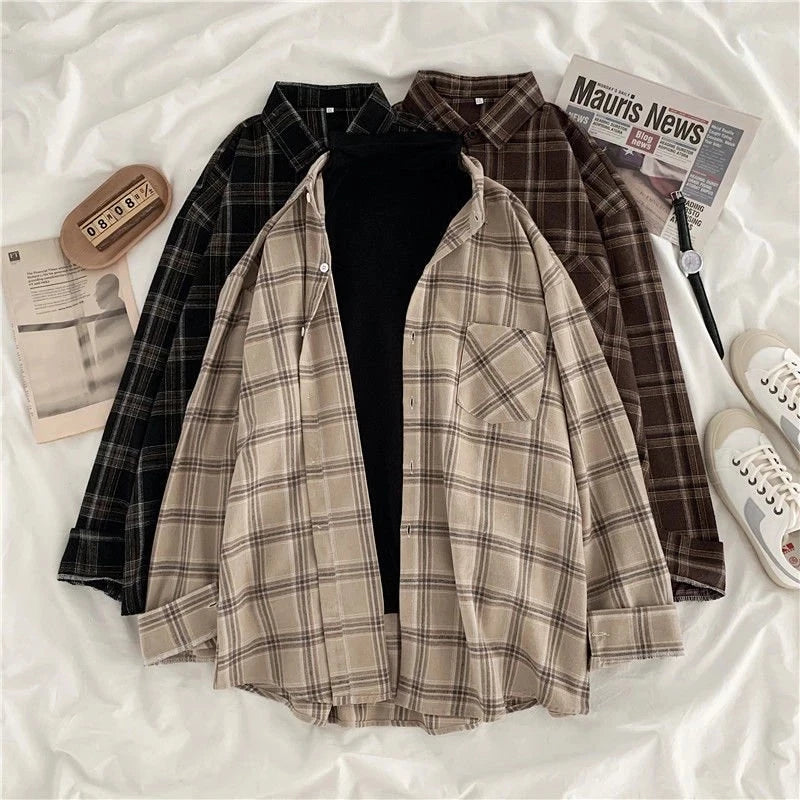 Plaid Casual Button-Up Shirt