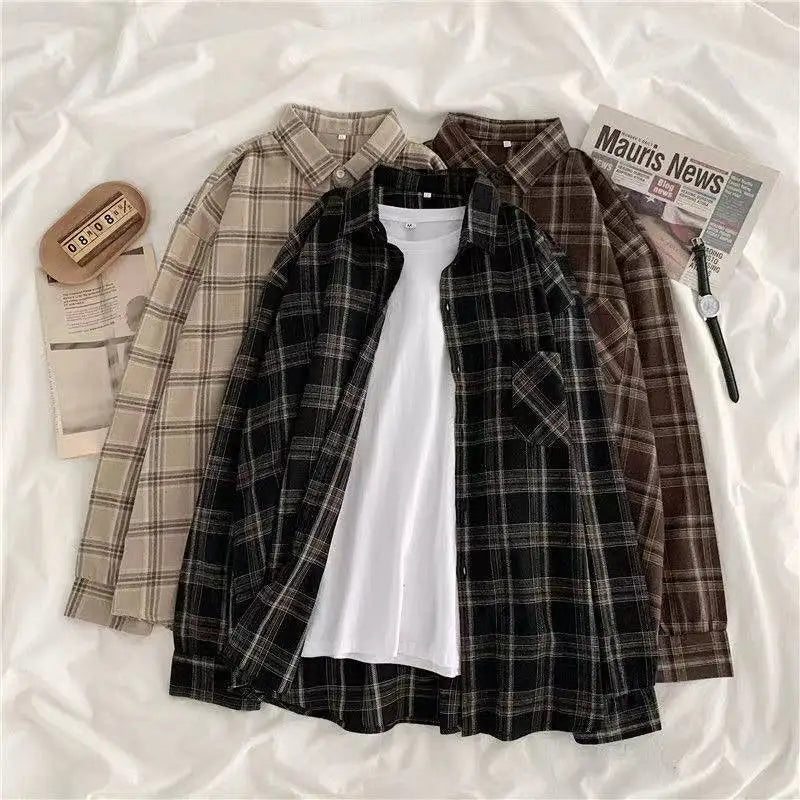 Plaid Casual Button-Up Shirt