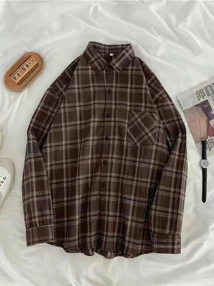 Plaid Casual Button-Up Shirt