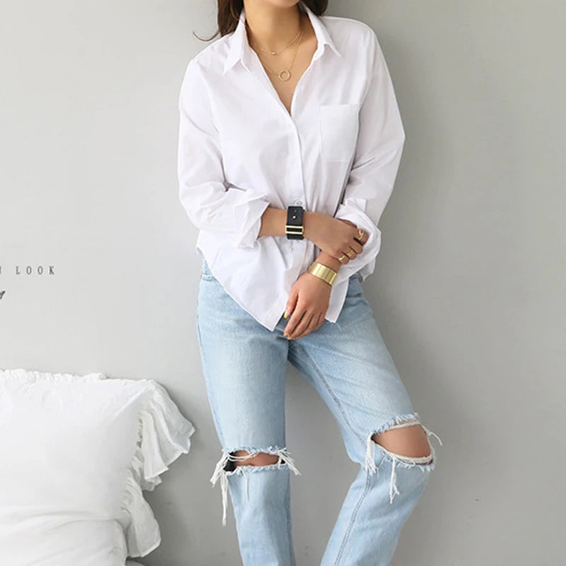 Classic White Button-Up Blouse