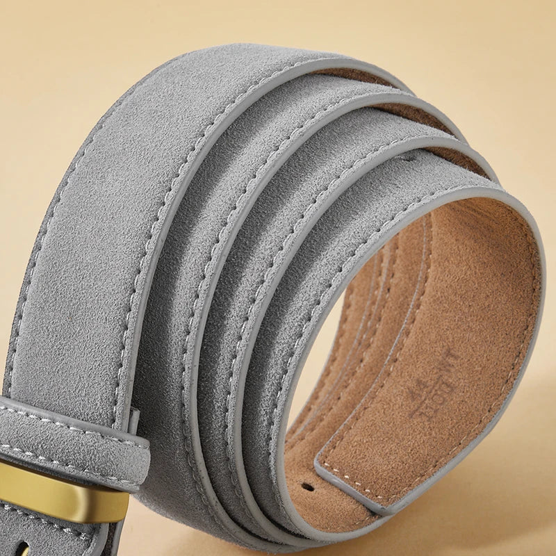 Classic Suede Belt with Gold Buckle