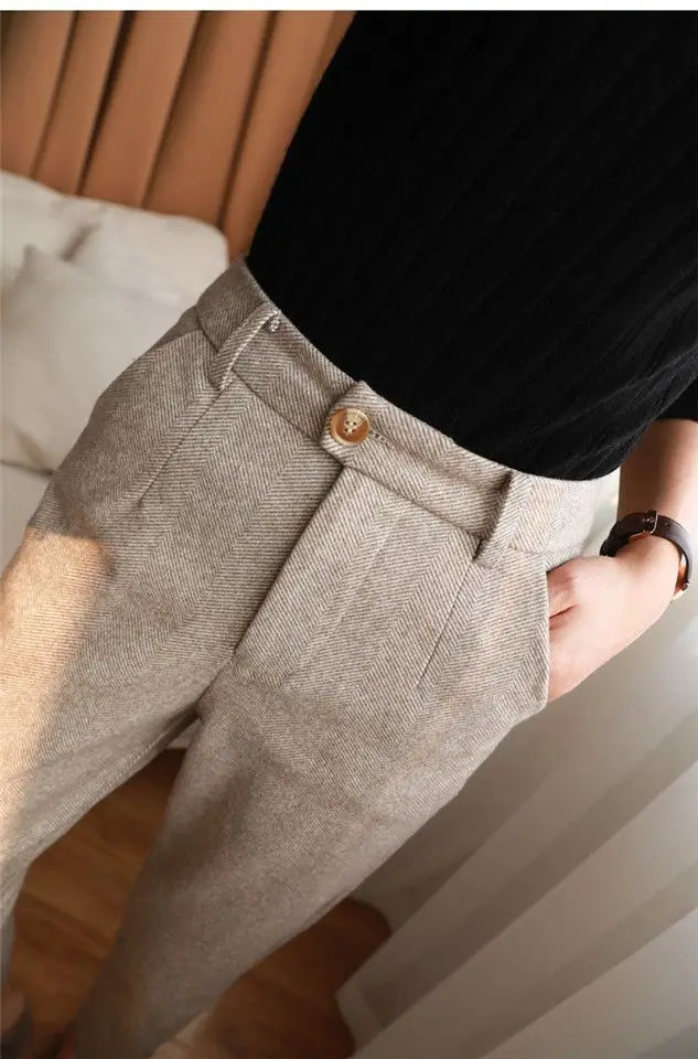 High-Waist Classic Tailored Trousers