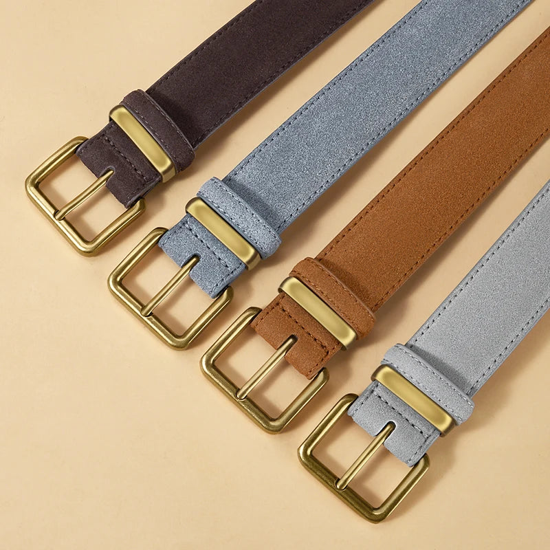Classic Suede Belt with Gold Buckle