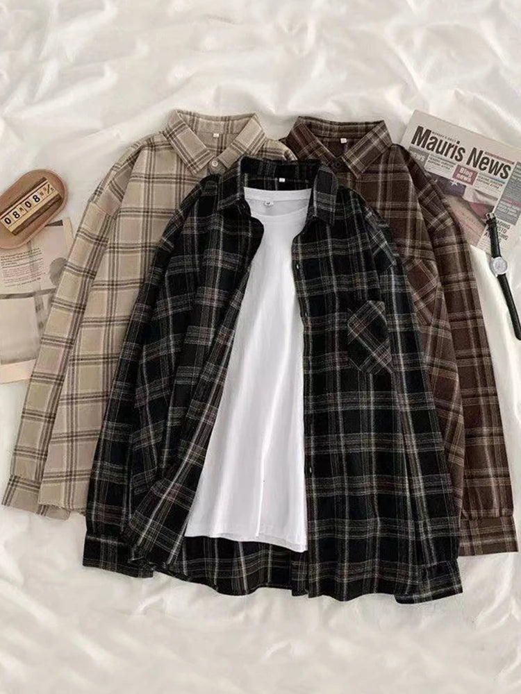 Plaid Casual Button-Up Shirt