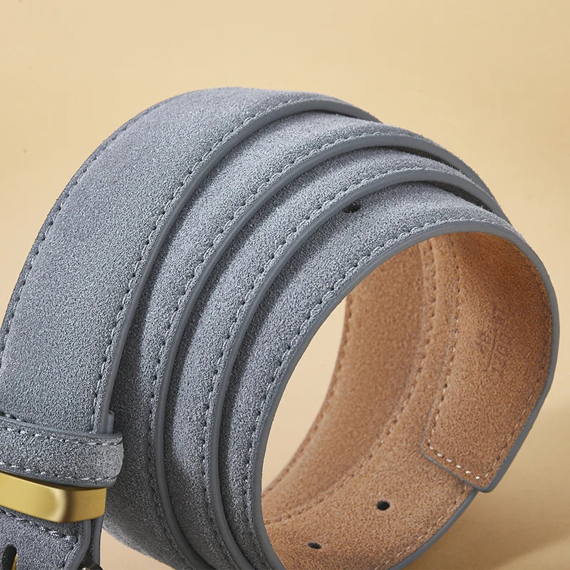 Classic Suede Belt with Gold Buckle