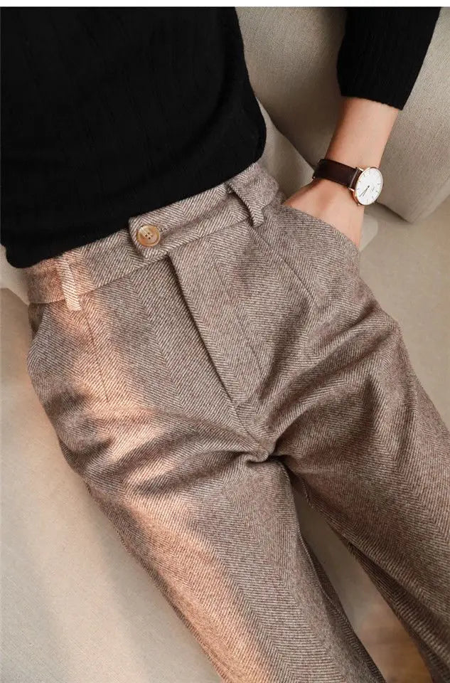 High-Waist Classic Tailored Trousers