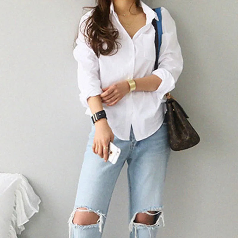 Classic White Button-Up Blouse