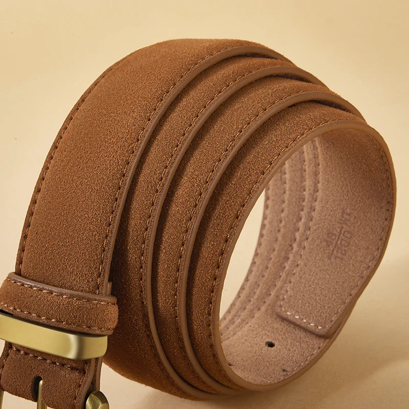 Classic Suede Belt with Gold Buckle