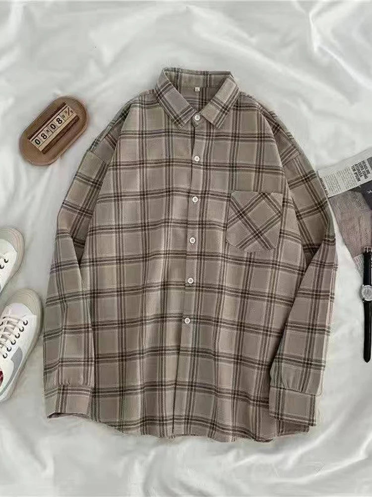 Plaid Casual Button-Up Shirt