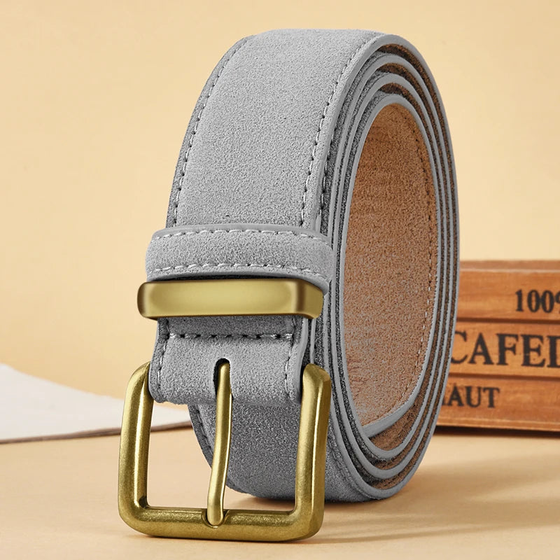 Classic Suede Belt with Gold Buckle