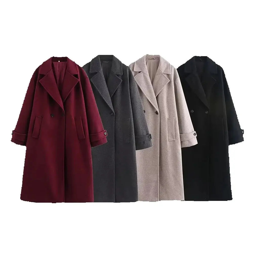 Autumn New Women's Loose Collar Long Sleeve Coat