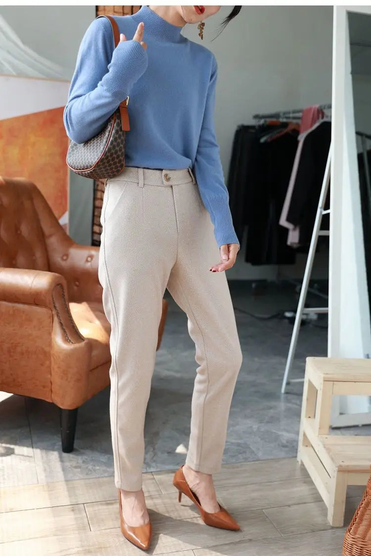 High-Waist Classic Tailored Trousers