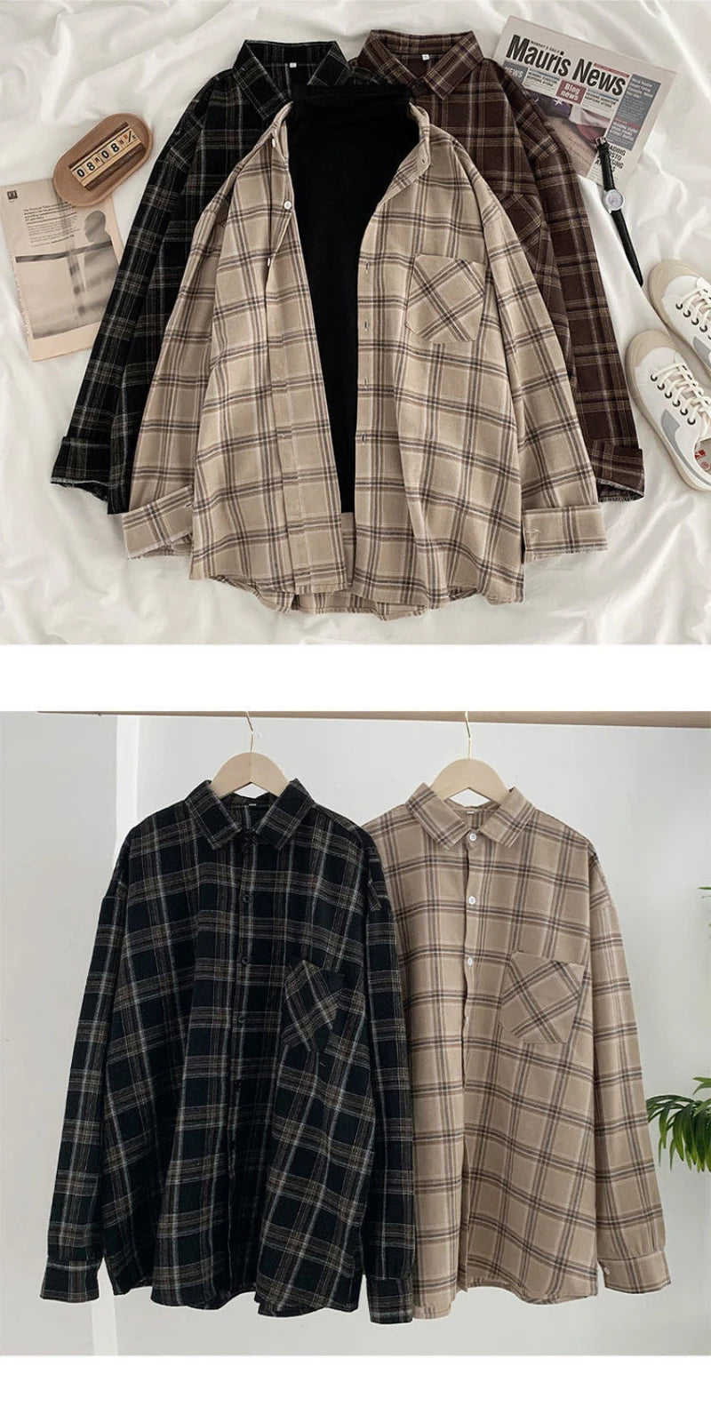 Plaid Casual Button-Up Shirt