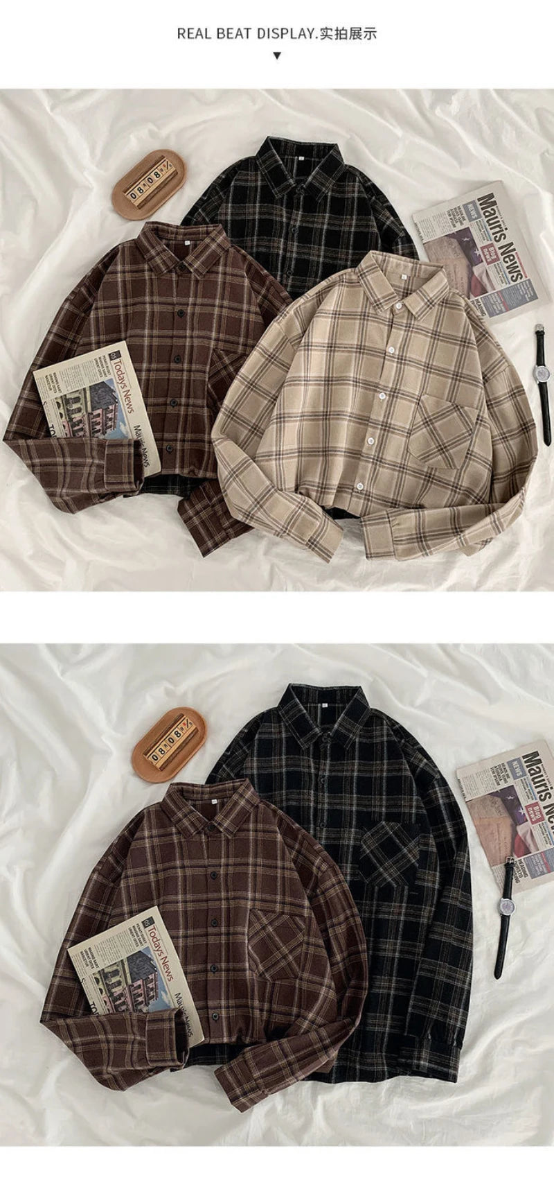 Plaid Casual Button-Up Shirt