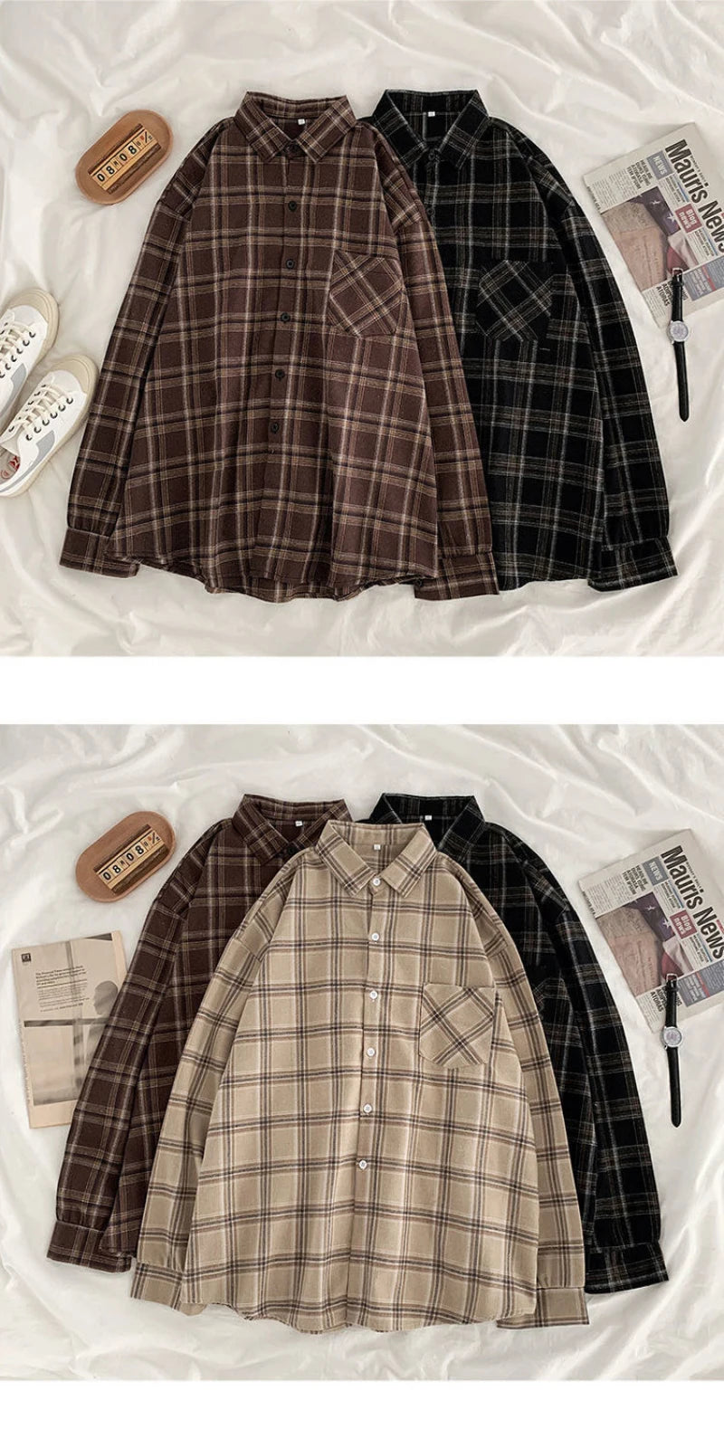 Plaid Casual Button-Up Shirt