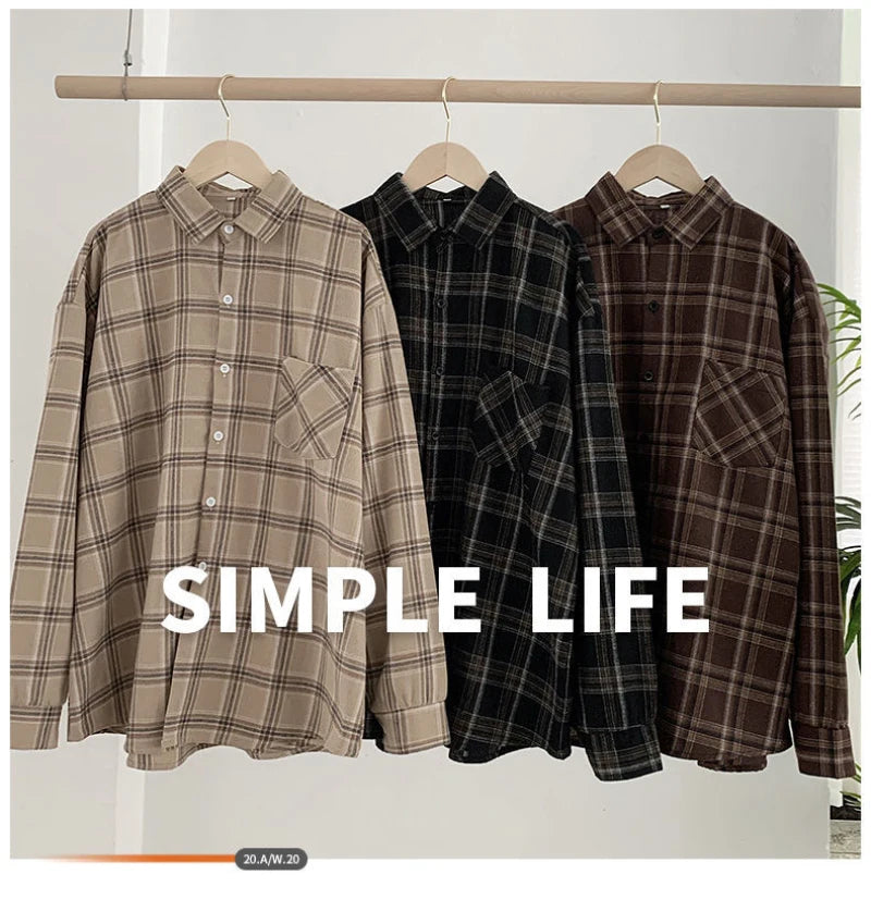 Plaid Casual Button-Up Shirt