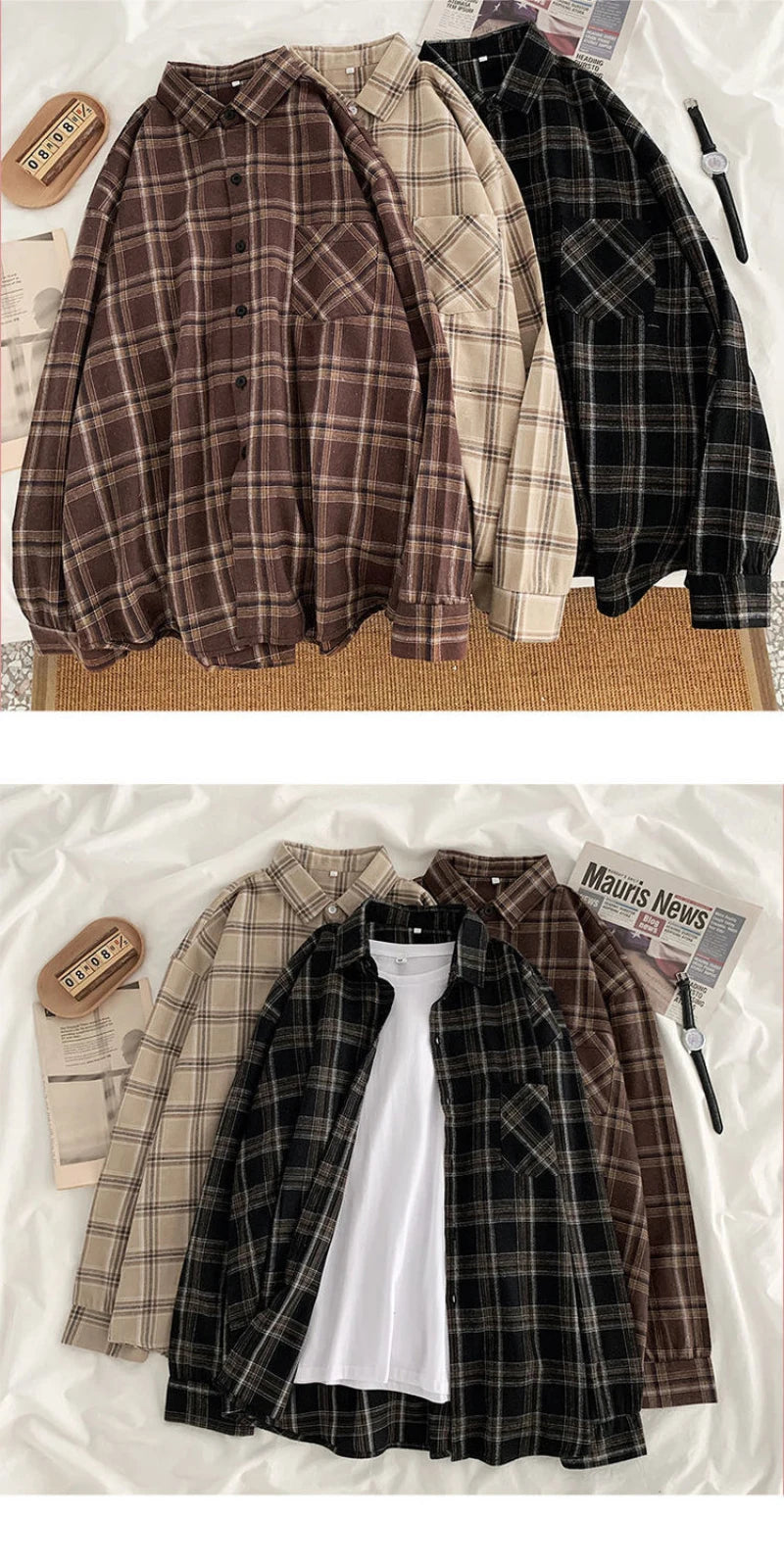 Plaid Casual Button-Up Shirt