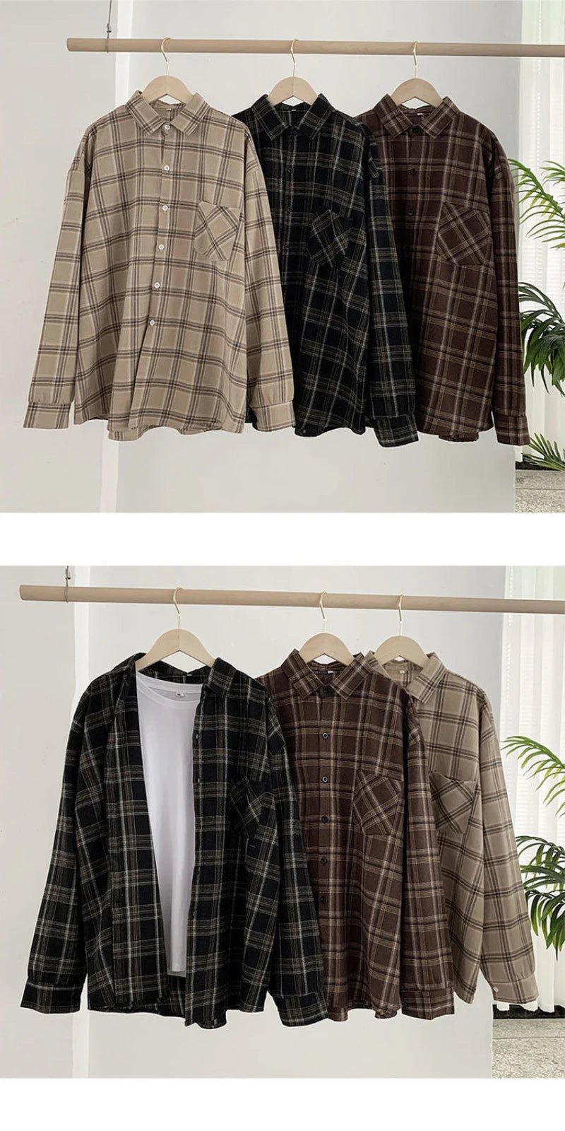 Plaid Casual Button-Up Shirt