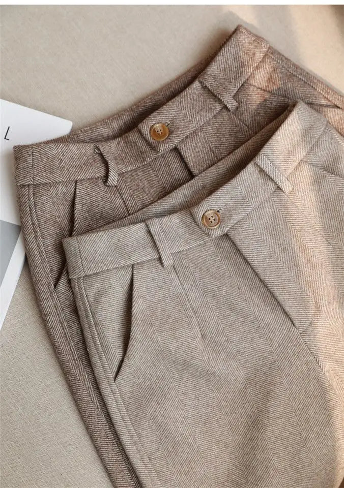 High-Waist Classic Tailored Trousers