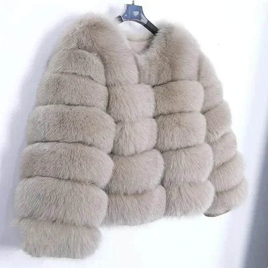 Women Autumn Winter Faux Fur Fox Coats