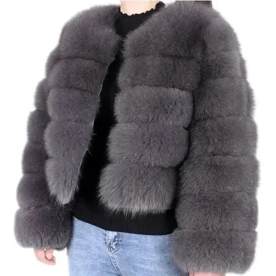 Women Autumn Winter Faux Fur Fox Coats