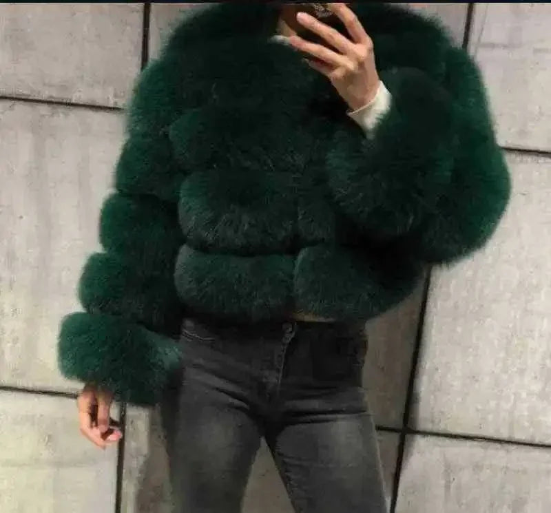 Women Autumn Winter Faux Fur Fox Coats