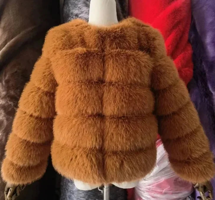 Women Autumn Winter Faux Fur Fox Coats