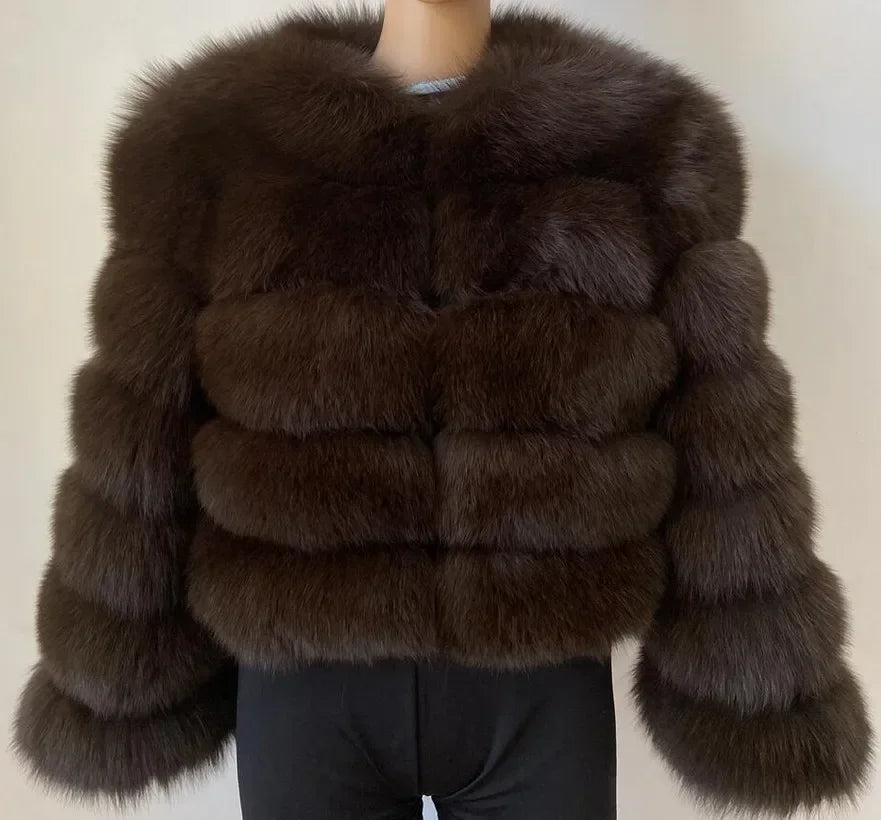 Women Autumn Winter Faux Fur Fox Coats