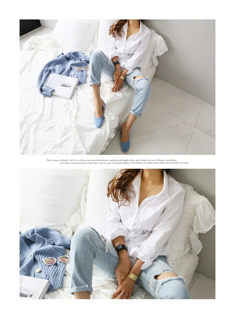 Classic White Button-Up Blouse