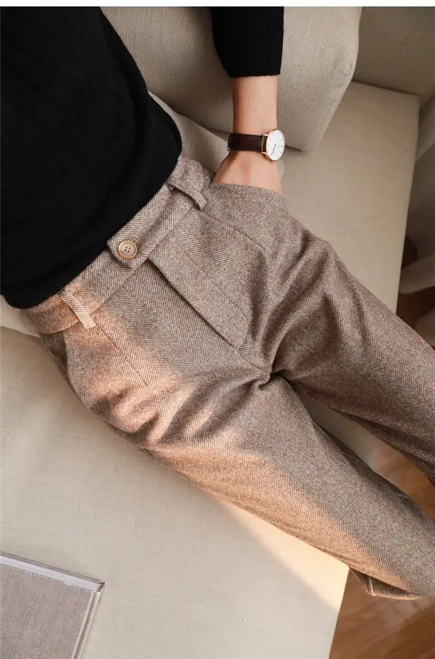 High-Waist Classic Tailored Trousers