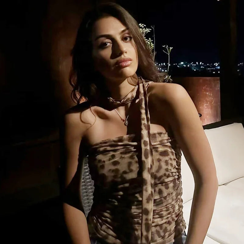 Leopard Print Tulle Top
