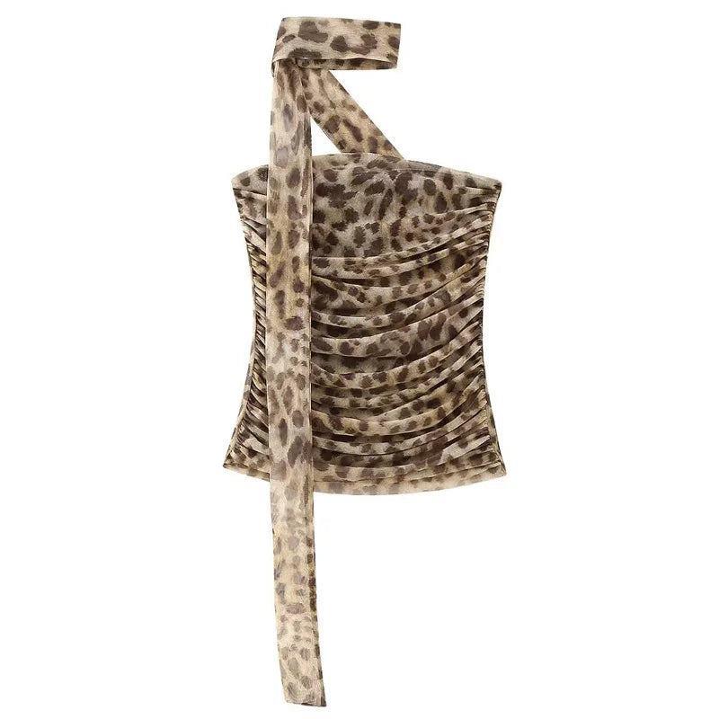 Leopard Print Tulle Top