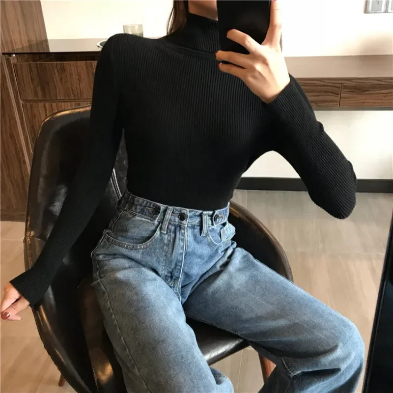 Classic Ribbed Turtleneck Sweater