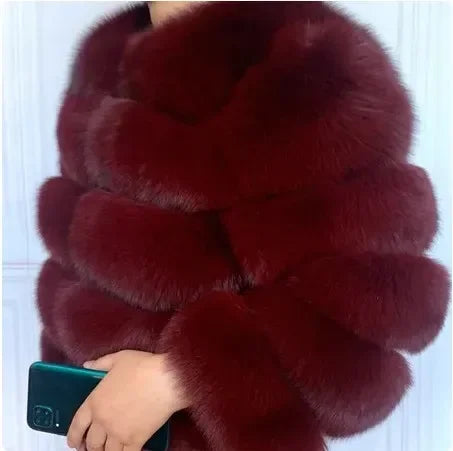 Women Autumn Winter Faux Fur Fox Coats