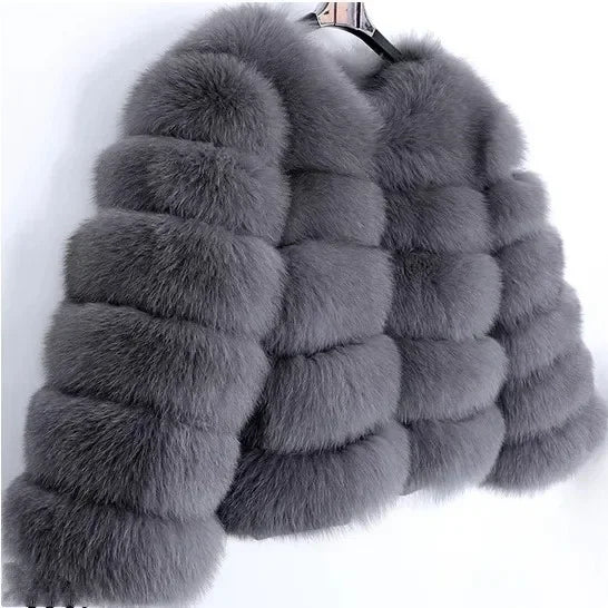 Women Autumn Winter Faux Fur Fox Coats