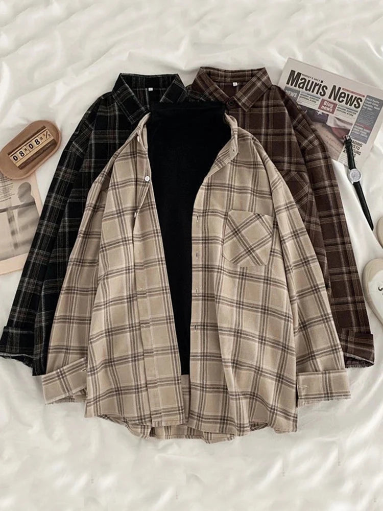 Plaid Casual Button-Up Shirt