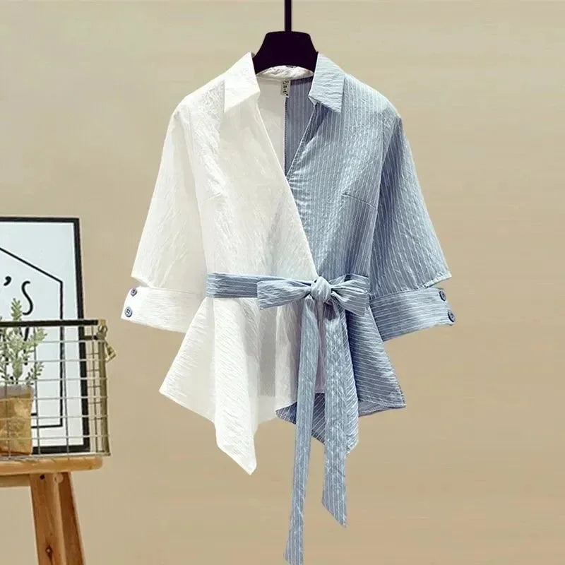 Two Piece Suit Women Chic Top Denim Pants Matching Set