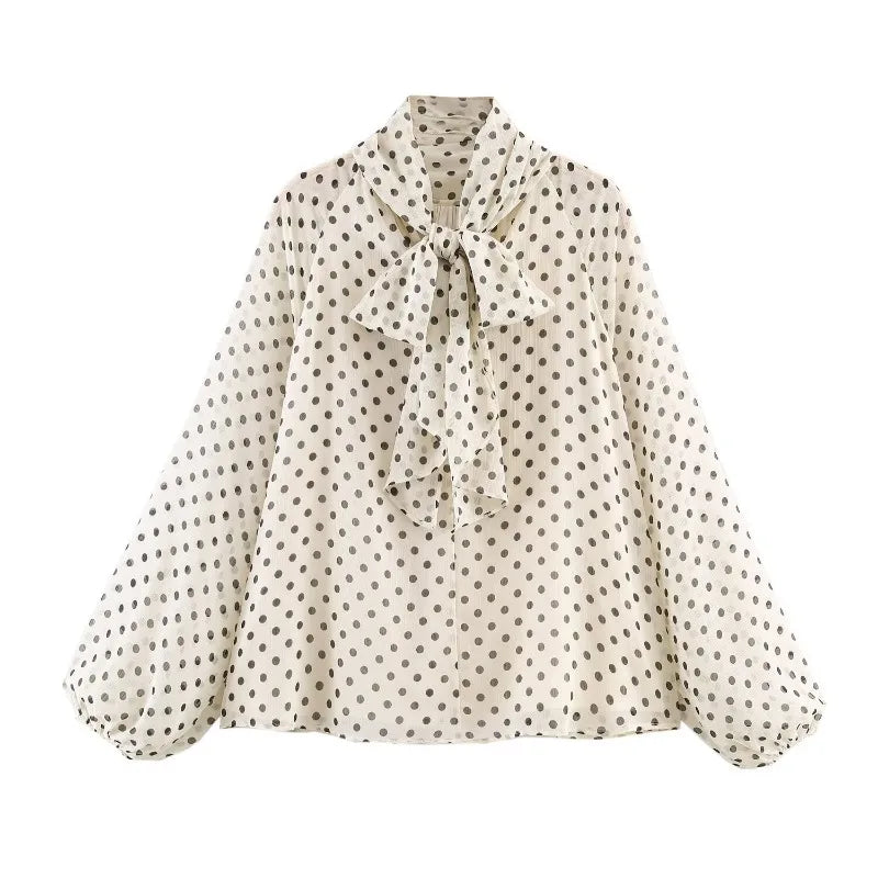 Women’s Elegant Shirts Fashion Polka Dot Bow