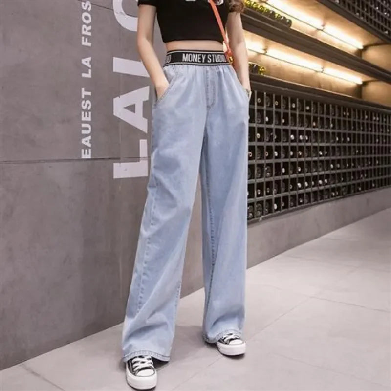 Two Piece Suit Women Chic Top Denim Pants Matching Set