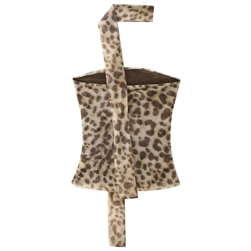 Leopard Print Tulle Top