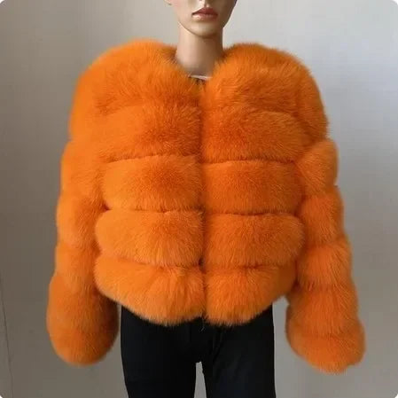 Women Autumn Winter Faux Fur Fox Coats