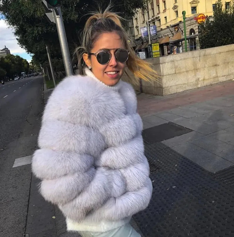 Women Autumn Winter Faux Fur Fox Coats