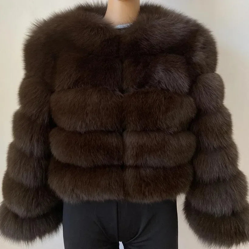Women Autumn Winter Faux Fur Fox Coats