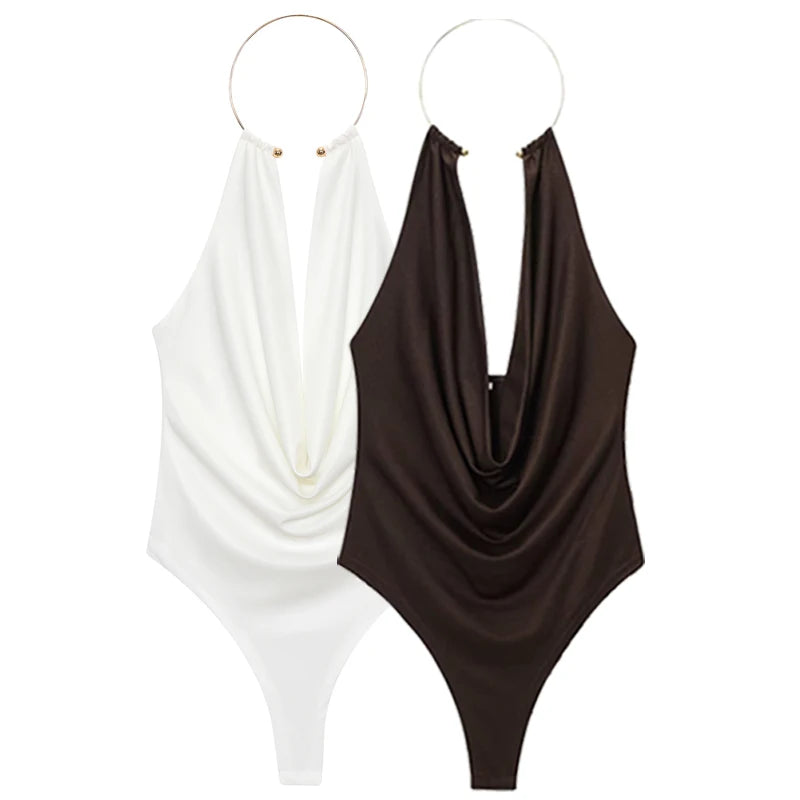 Brown Halter Bodysuit