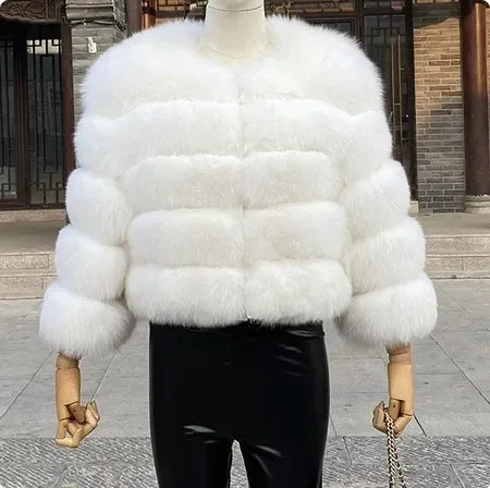 Women Autumn Winter Faux Fur Fox Coats