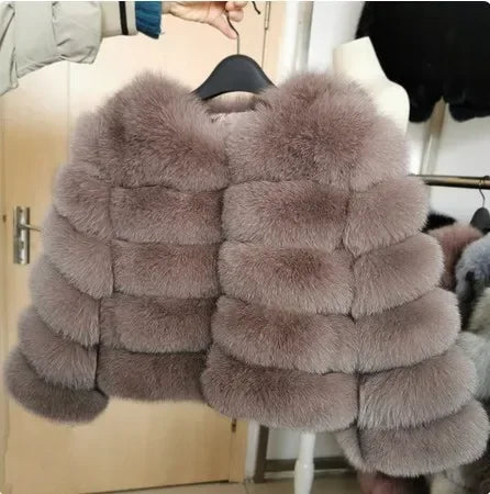 Women Autumn Winter Faux Fur Fox Coats
